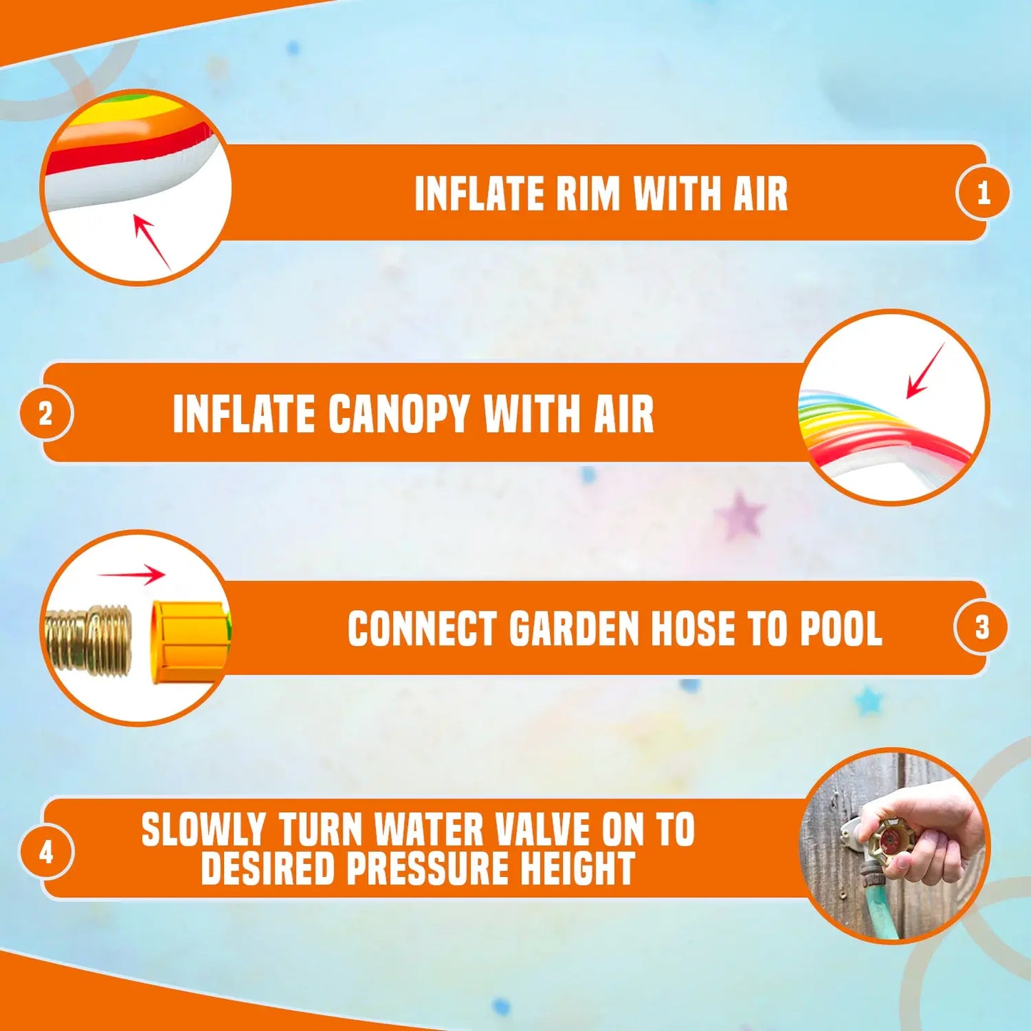 Rainbow Cloud Inflatable Baby Pool with Canopy & Sprinkler – Toddler Splash Pool Ages 1-3